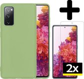 Samsung S20 FE Hoesje Siliconen Cover met 2x Screenprotector - Groen