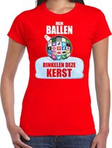 Rinkelende Kerstbal shirt / Kerst t-shirt Mijn ballen rinkelen deze Kerst rood voor dames - Kerstkleding / Christmas outfit S