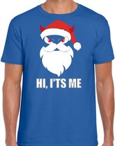 Devil Santa Kerstshirt / Kerst t-shirt hi its me blauw voor heren - Kerstkleding / Christmas outfit 2XL