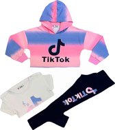 meisjes 3-delig tiktok crop-top loungewear set | trainingspak | BLAUW | maat 10  JAAR GF216