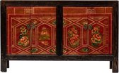 Fine Asianliving Antieke Chinese Dressoir Handgeschilderd Bloemen B138xD37xH86cm Chinese Meubels Oosterse Kast