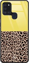 Samsung A21s hoesje glass - Luipaard geel | Samsung Galaxy A21s  case | Hardcase backcover zwart