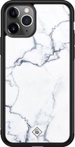 iPhone 11 Pro Max hoesje glass - Marmer grijs | Apple iPhone 11 Pro Max  case | Hardcase backcover zwart