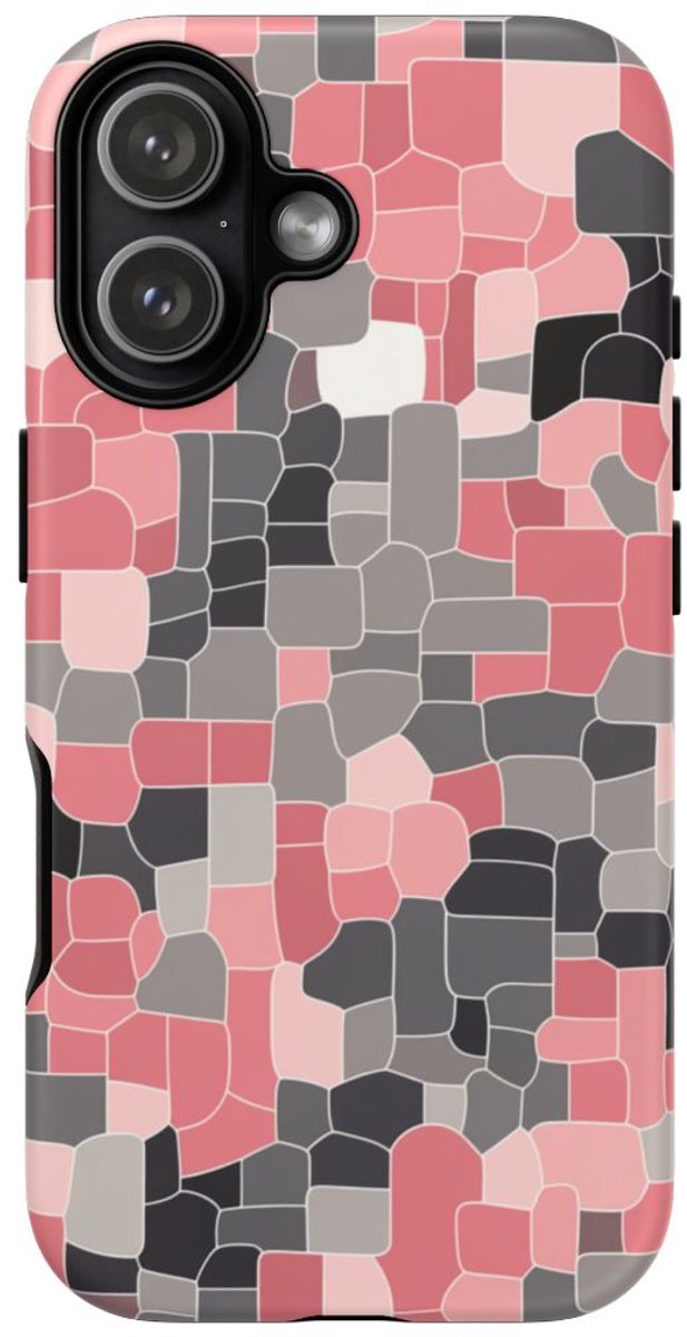 Abstract Roze en Grijs Geometrisch Patroon – Telefoonhoesje Geschikt voor iPhone 17