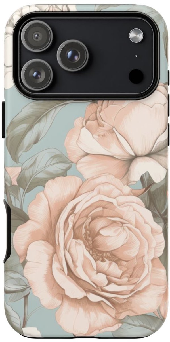 Pastelrozen en Bloemmotief – Telefoonhoesje Geschikt voor iPhone 17 Pro Max