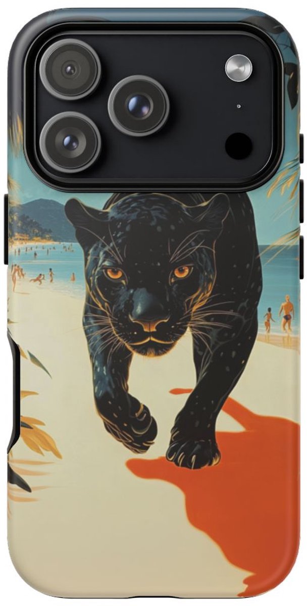 Zwarte Panter op Tropisch Strand – Telefoonhoesje Geschikt voor iPhone 17 Pro