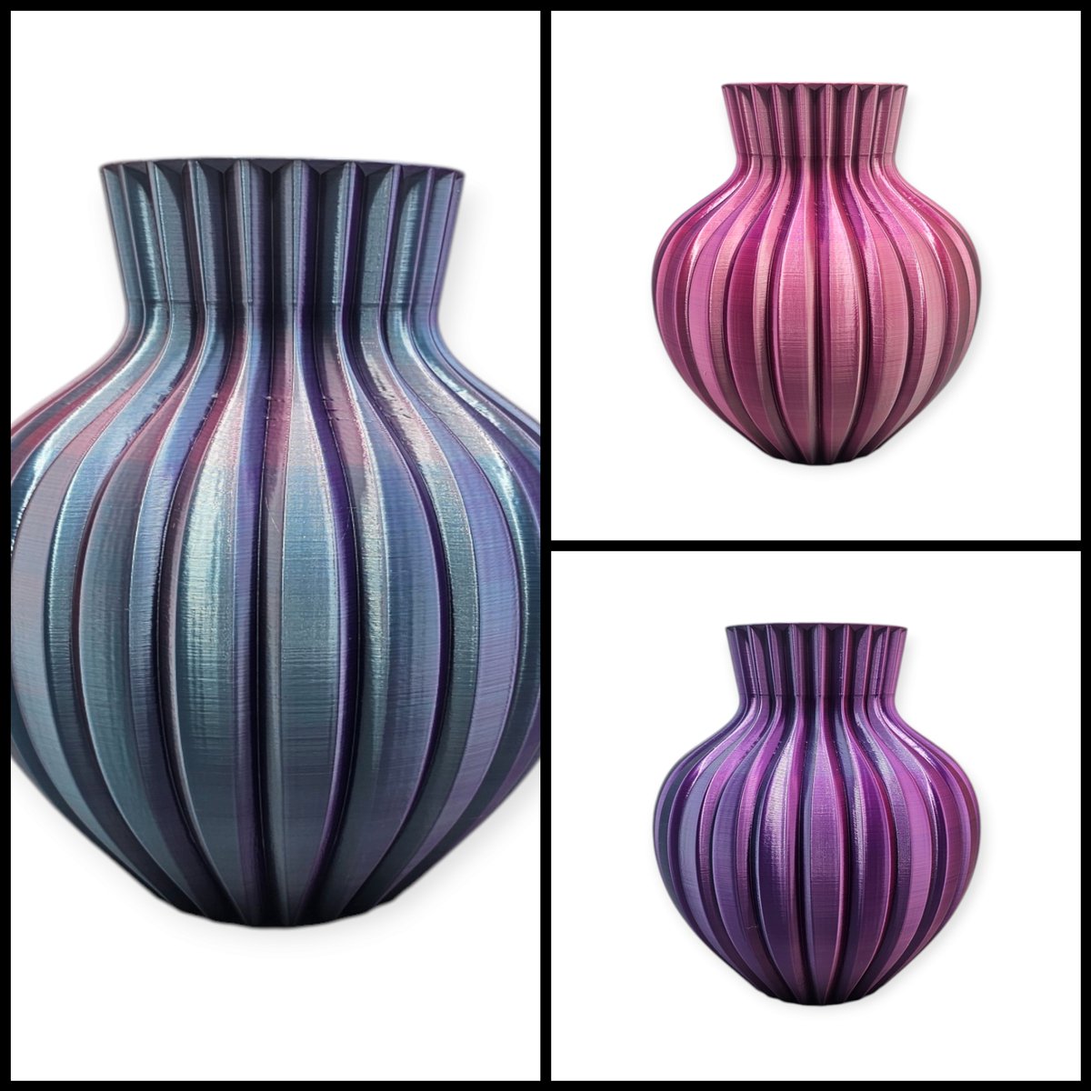 Layerzz - Ribbelvaas - 3-D geprint - voor droog en zijdebloemen - modern - stijlvol - kleurrijk - Fire Night (LIMITED EDITION)