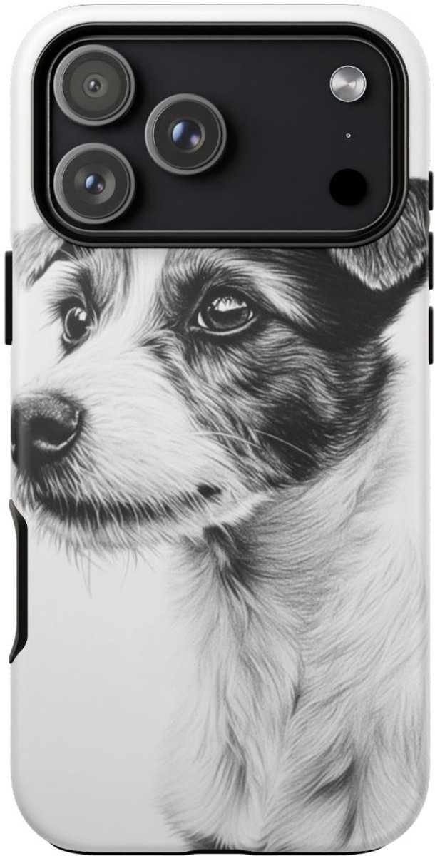 Hondenportret in Houtskool – Mat Stevig Hoesje Geschikt voor iPhone 17 Pro Max