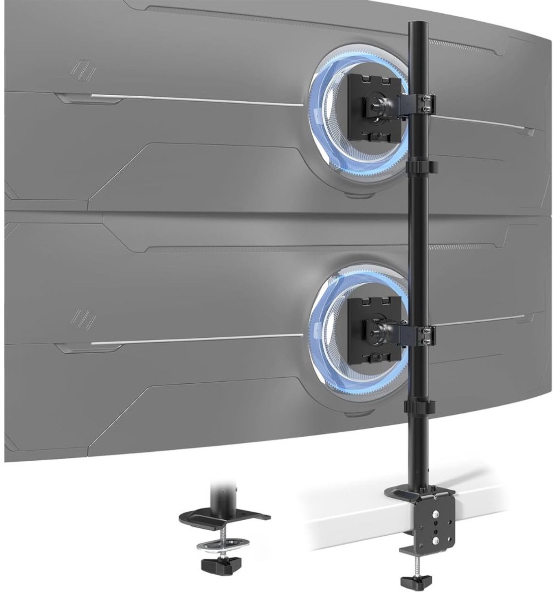 MKSS® Monitor Arm 2 Schermen - Standaard - Verhoger - Zwart