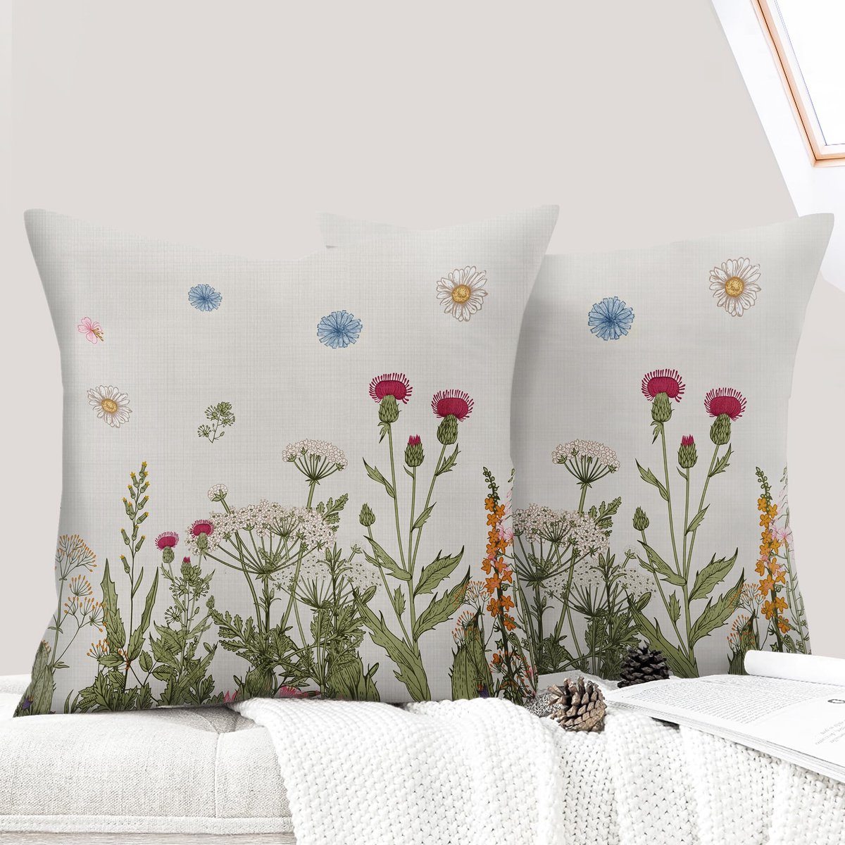 Ibenzoa Set van 2 kleurrijke bloemen kussenhoezen voor stijlvolle decoratie