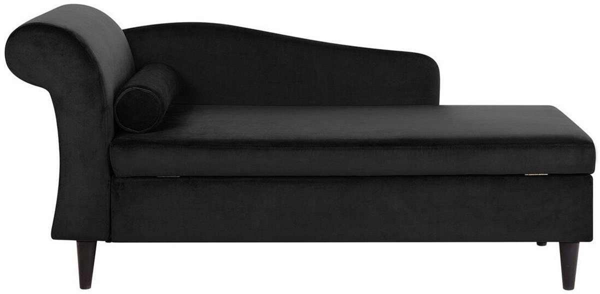 Beliani LUIRO - Chaise longue - Zwart - Linkerzijde - Fluweel