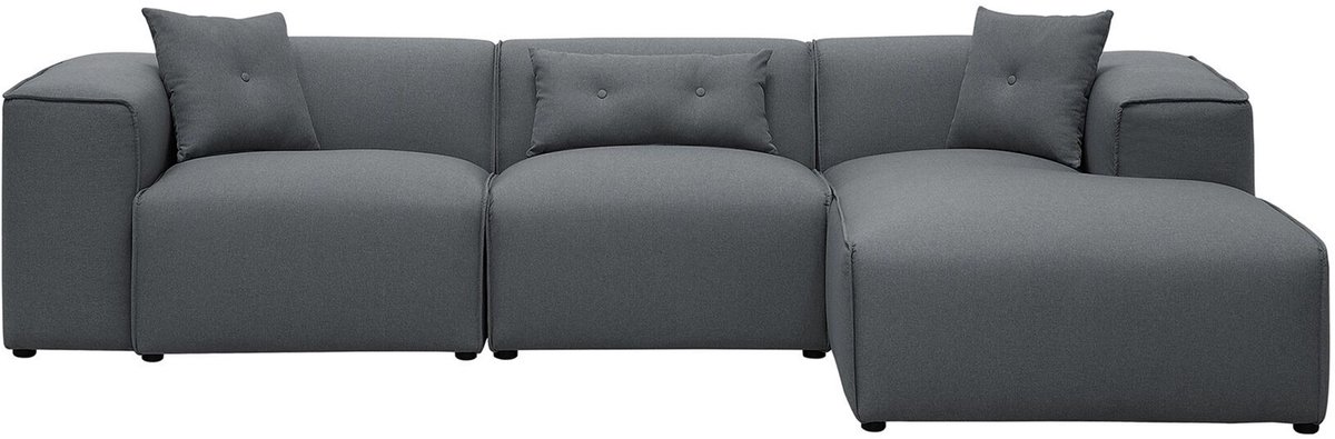 Beliani DOLVA - Hoekbank - Donkergrijs - Linkerzijde - 294 cm - Polyester