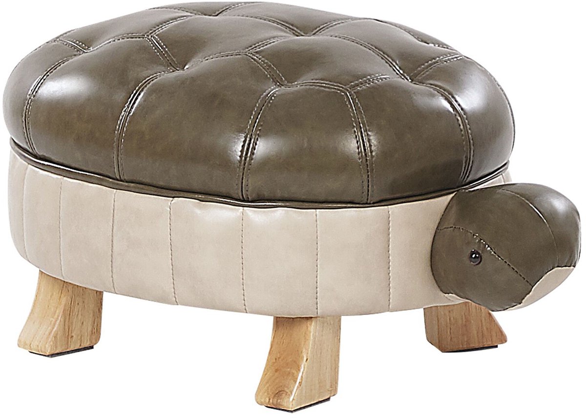 TURTLE - Hocker - Donkergroen - Kunstleer