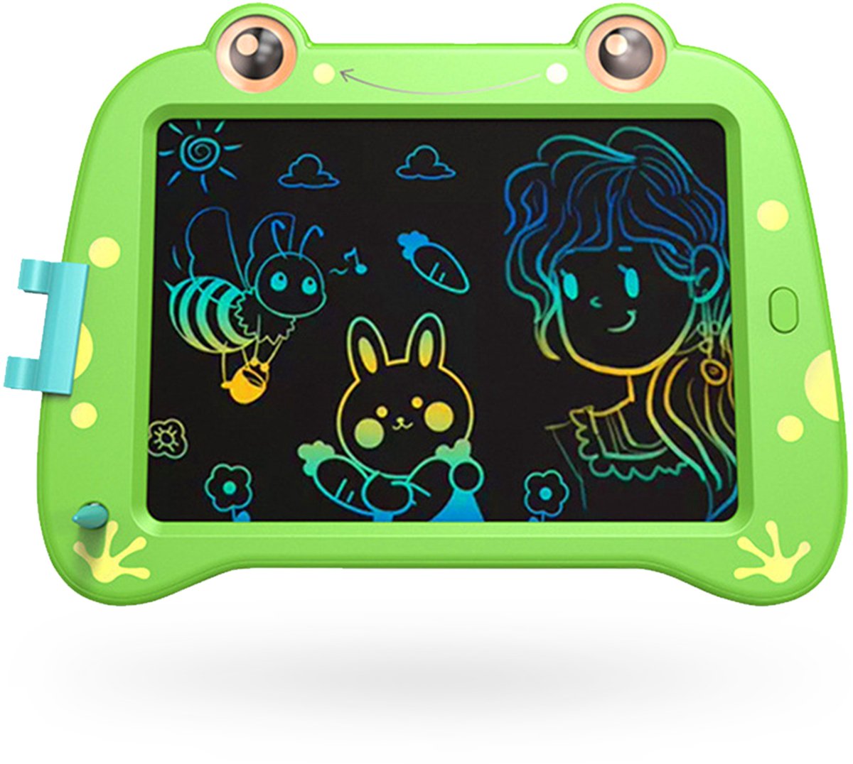 Kiddel LCD Tekentablet 8.5 inch – Groen Kikker – Kleurrijk Scherm, Herbruikbaar & Met Wis-Knop – Lichtgewicht Kinder Tekenbord – Inclusief Stylus