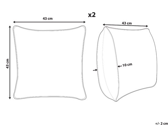 MILLET - Lot de 2 Sierkussen - Blauw - 43 x 43 cm - Velours côtelé