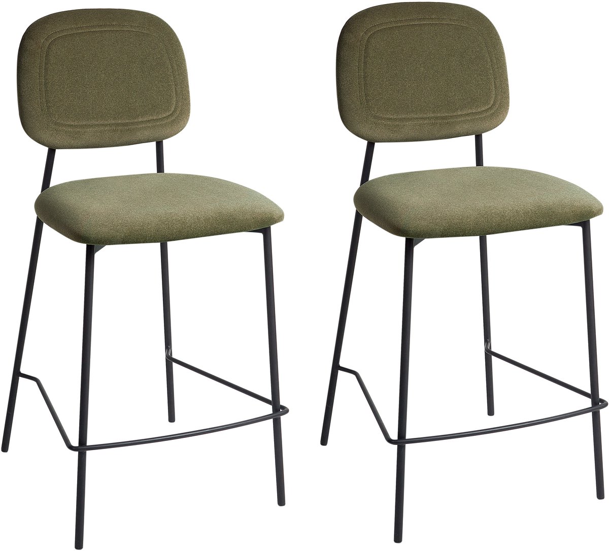 DUETTE - Barkruk set van 2 - Olijfgroen - Fluweel