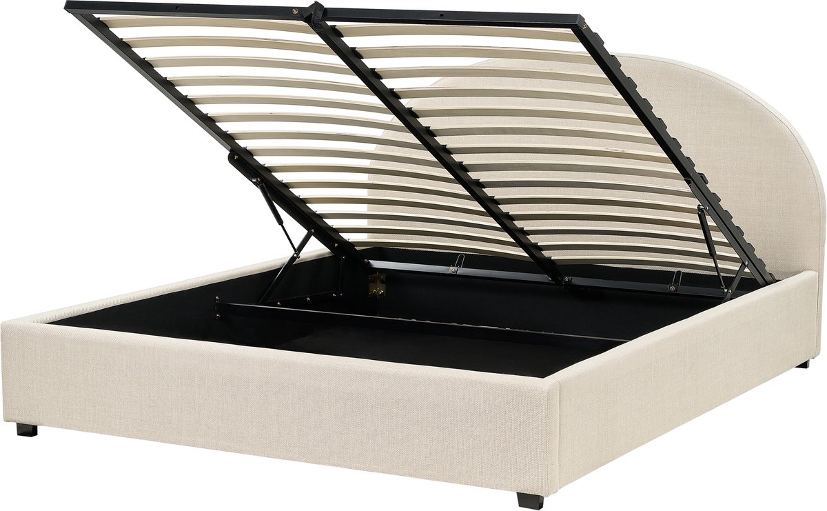 BELIANI VAUCLUSE - Bed met opbergruimte - Beige - 160x200 cm - Polyester