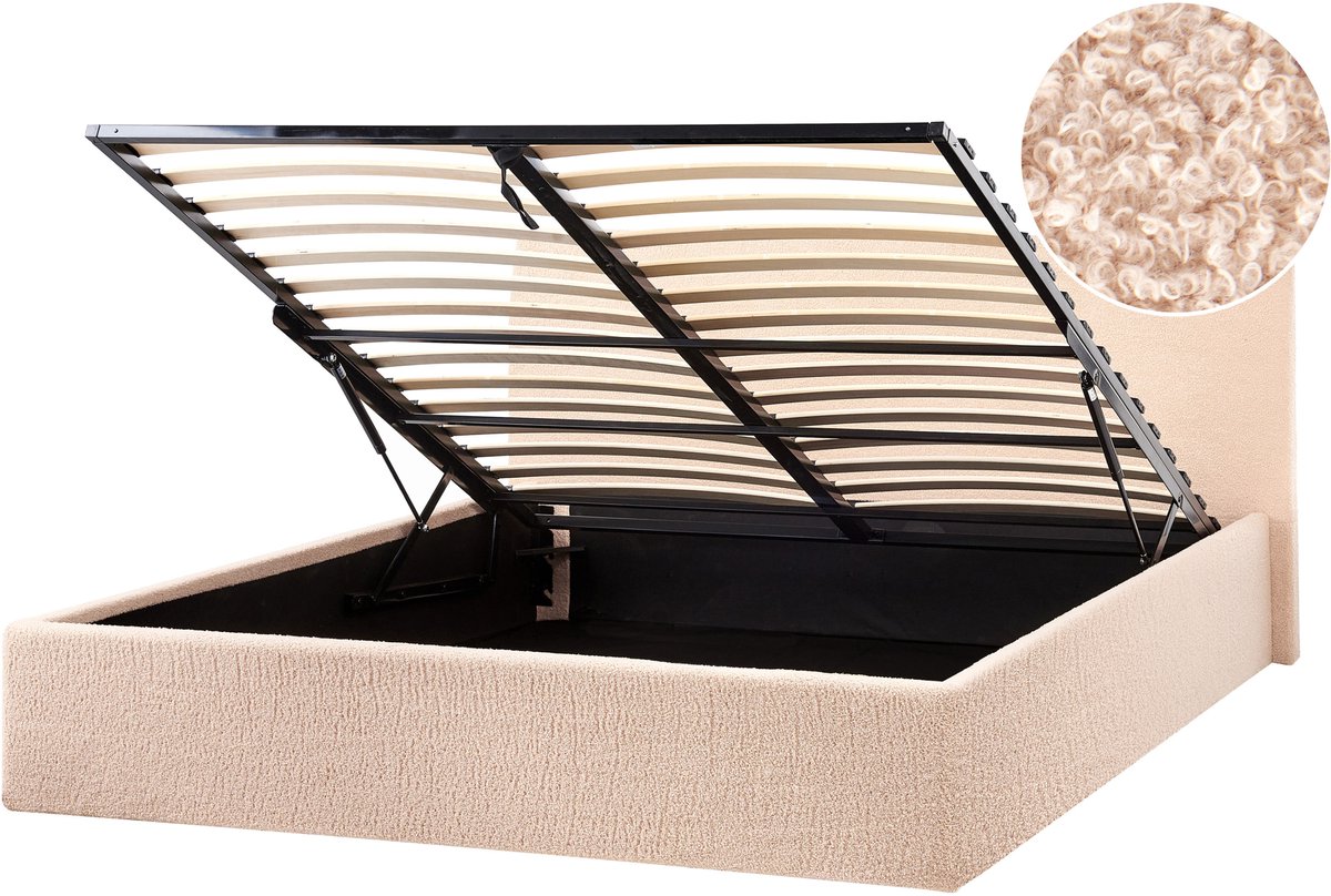 ORBEY - Bed met opbergruimte - Beige - 140 x 200 cm - Bouclé