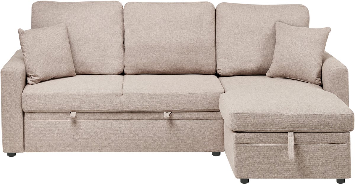 NASSJO - Hoekslaapbank - Lichtbruin - Linkszijdig - Polyester/Linnen