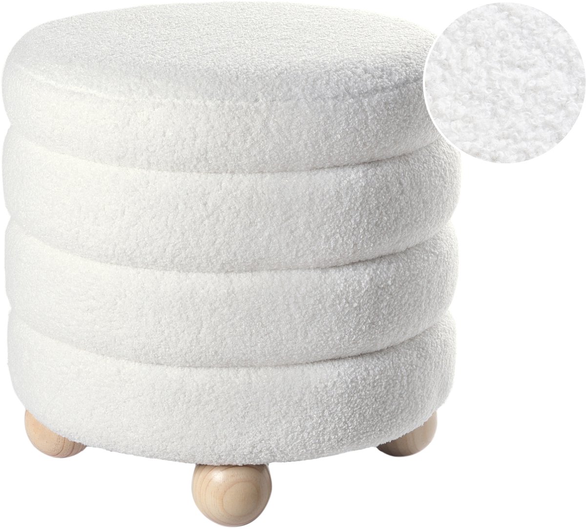 CHILLY - Poef - Gebroken wit - Bouclé