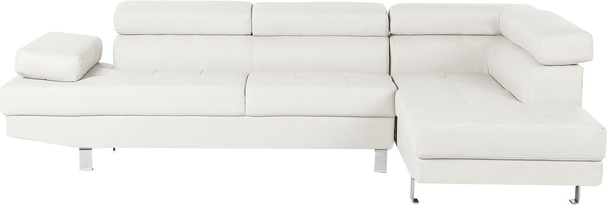 Beliani NORREA - Hoekbank - Wit - Linkerzijde - 260 cm - Kunstleer