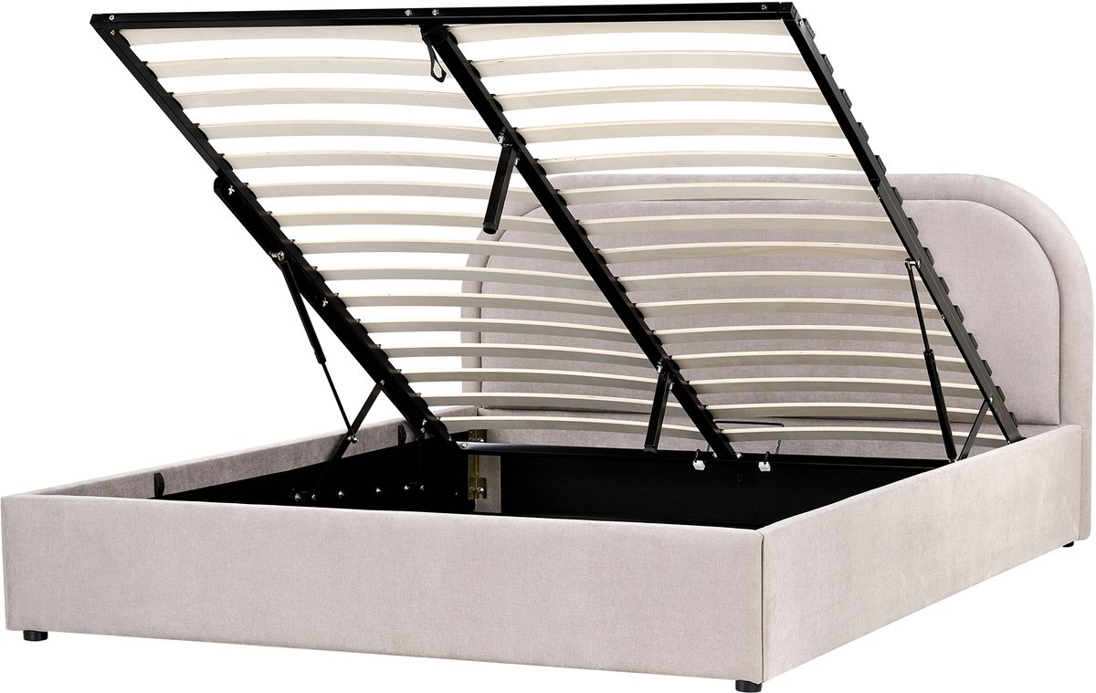 Beliani QUILLIEN - Bed met opbergruimte - Taupe - 160 x 200 cm - Polyester Beige