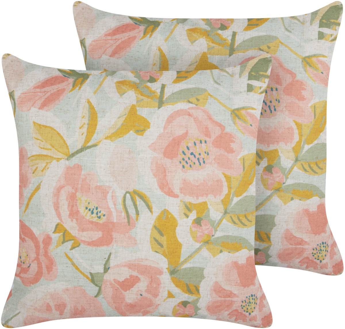 Beliani ZAHRIYE - Sierkussens set van 2 - Roze/Blauw - 45 x 45 cm - Polyester