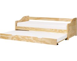 LUNERAY - Onderschuifbed - Lichtbruin - 90 x 200 cm - Hout