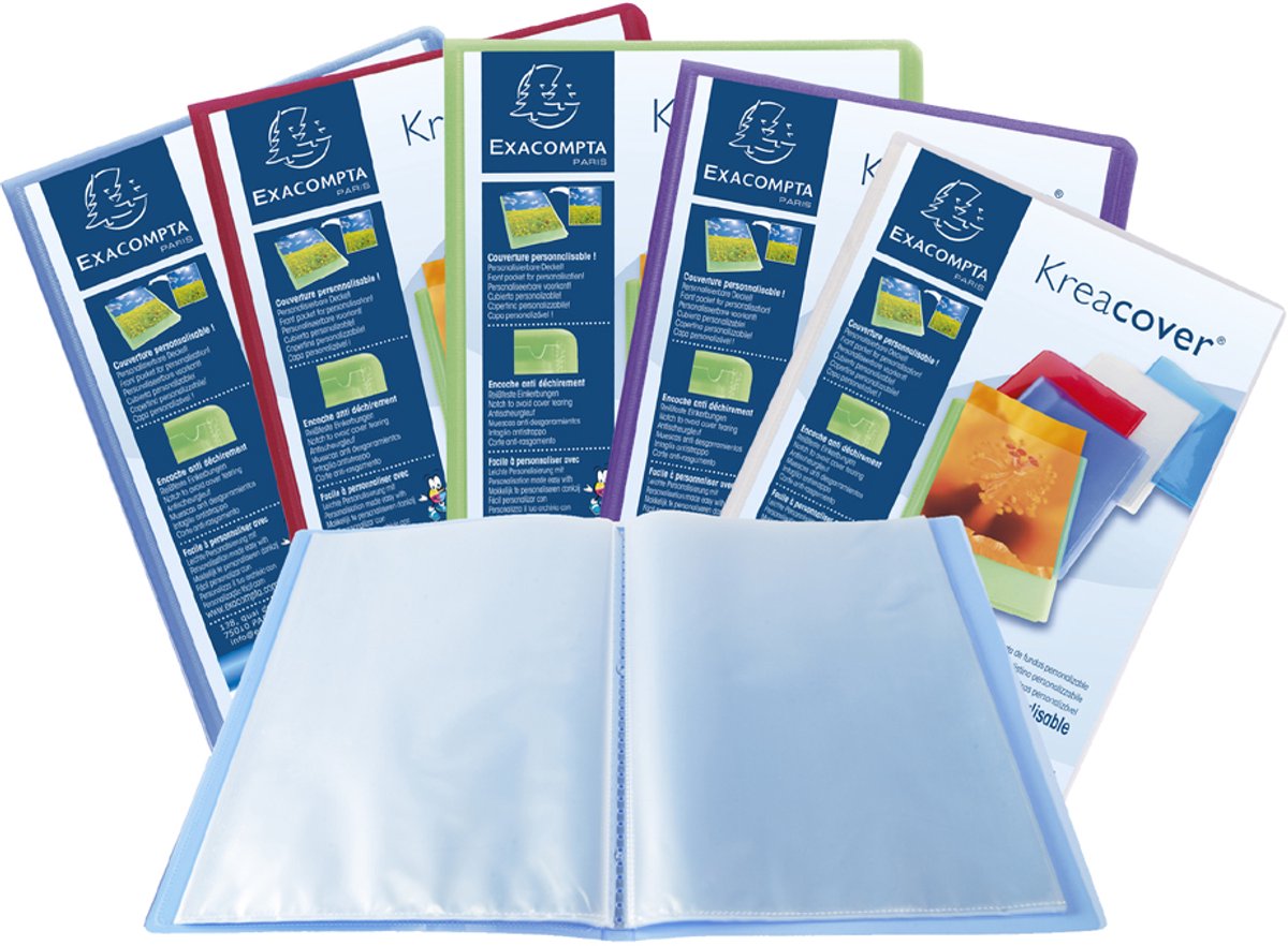 Exacompta Kreacover Chromaline Personaliseerbare showalbums PP met vaste rug - halfharde omslag - 20 tassen - 40 zichten - A4 - Kleurloos - 5728E