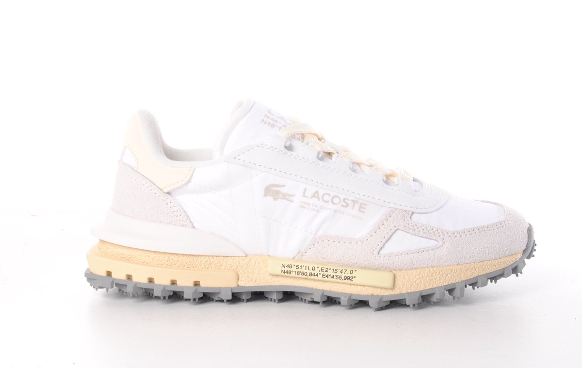 Lacoste dames sneaker Elite D suède en nylon off Wit