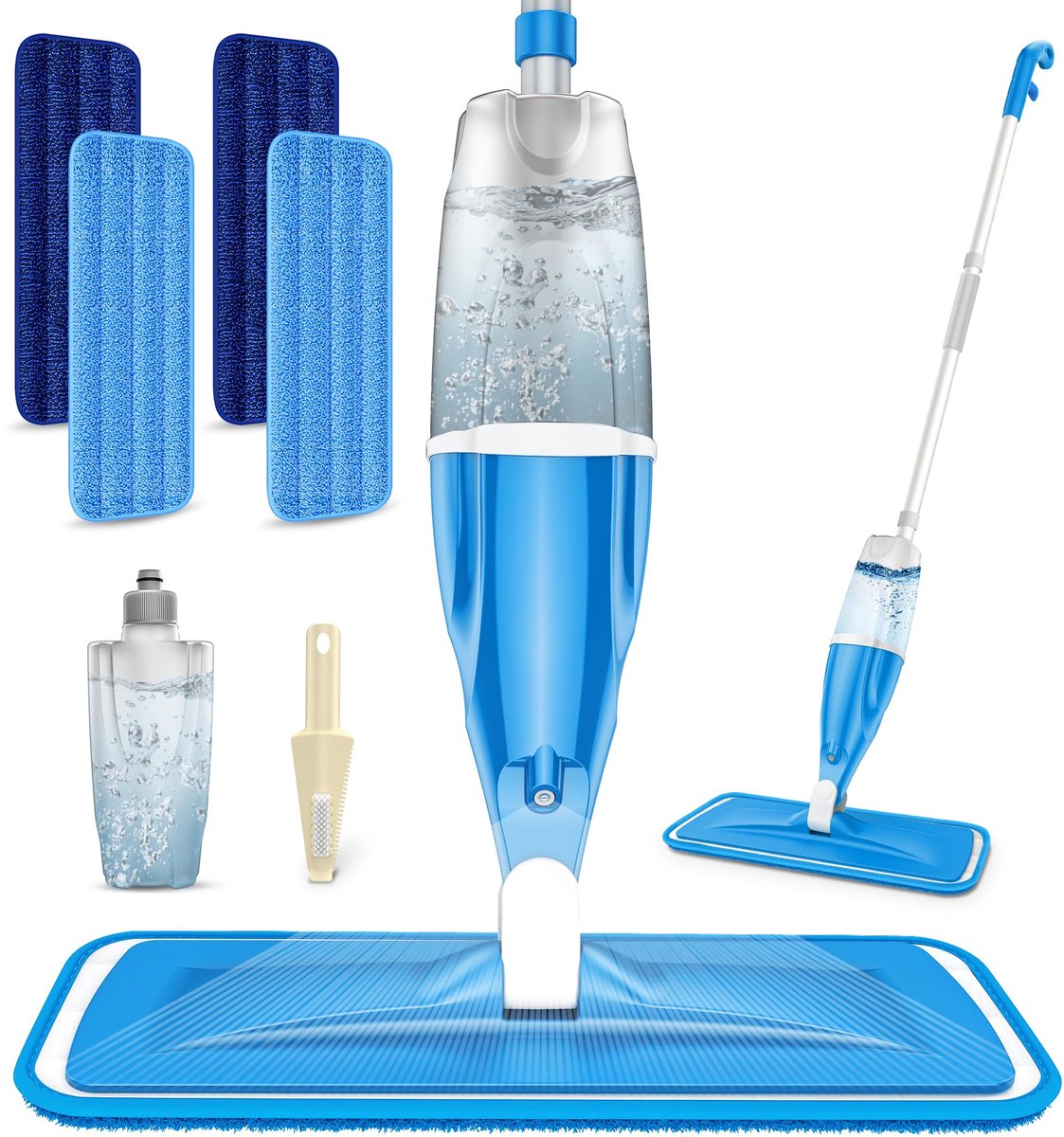 Ibenzoa® Efficiënte vloerwisser met sproeifunctie en herbruikbare microvezelpads