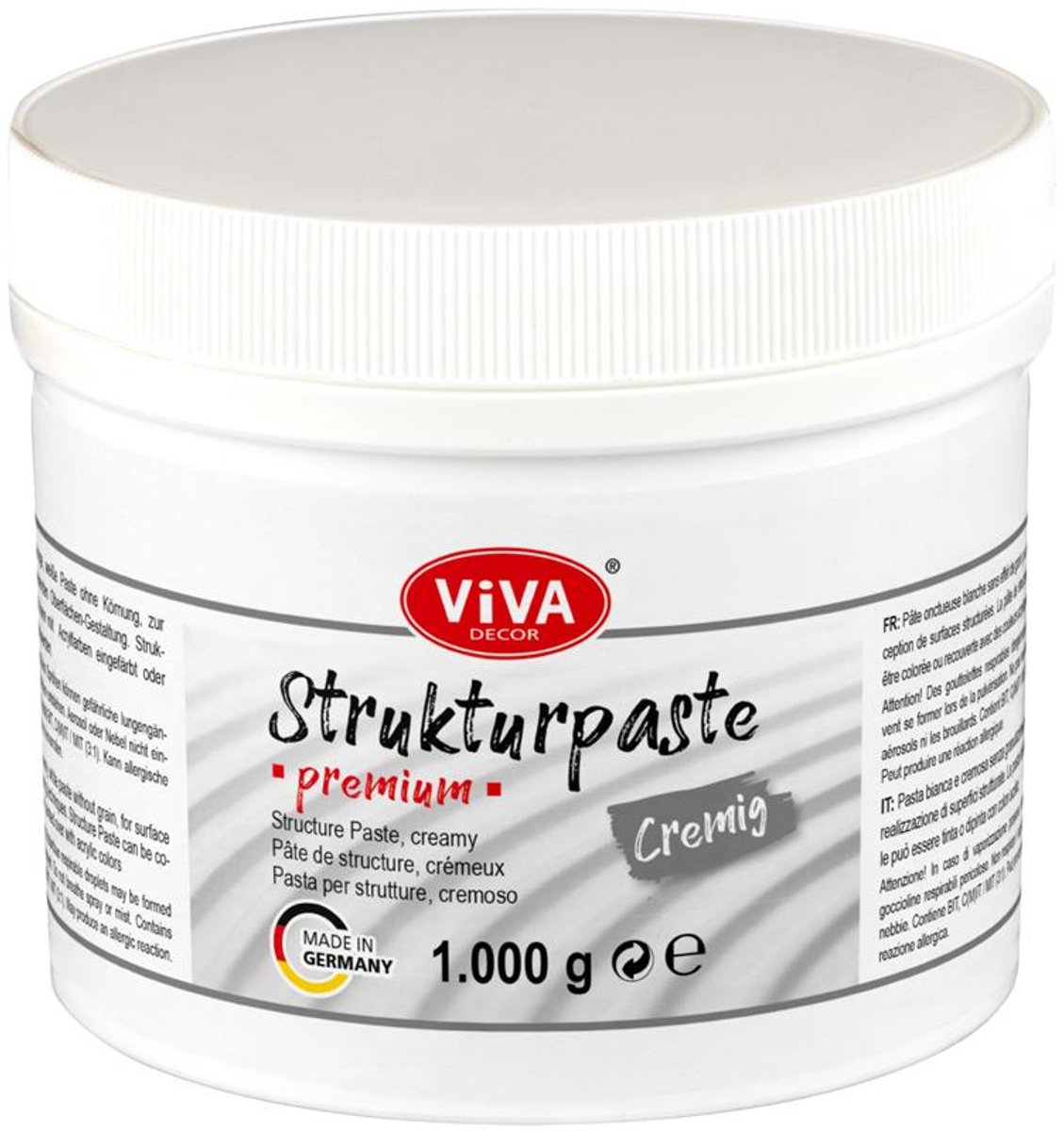 Strukturpaste PREMIUM – Cremig, White 1.000 g, (750 ml)