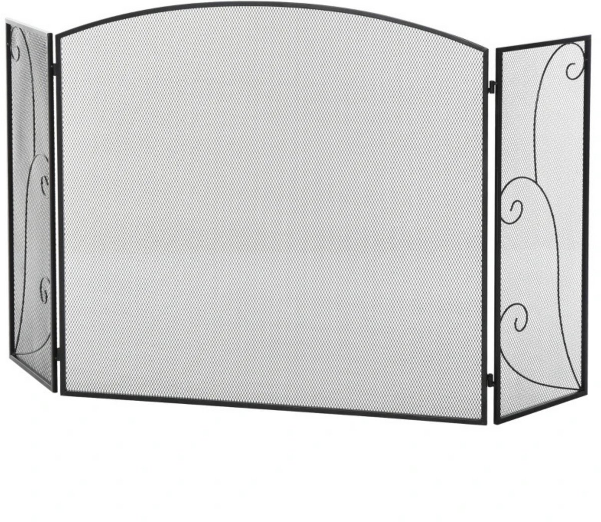 Haardscherm - Openhaard scherm - Vonkenscherm - Kachelhek - Haardhek - Zwart - 132,5 x 76,5cm