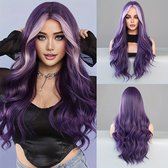 28-duim paarse ombre pruik | Gotische vampier Halloween-look | Hittebestendige lange krullen | Cosplay