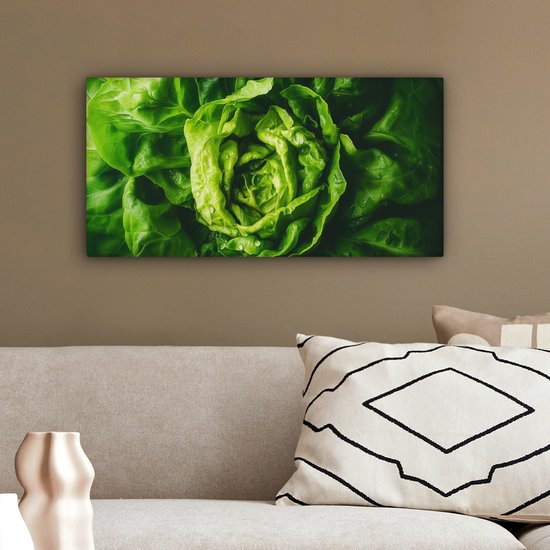 Tableau sur toile 40x20 cm - Décoration murale exclusive Légume - Laitue - Vert - Décoration murale salon - Décoration chambre - Accessoires chambre - Peintures sur toile