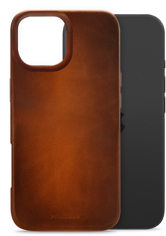Étui en cuir Premium Compatible Mobilize Apple iPhone 17 Cognac brûlé