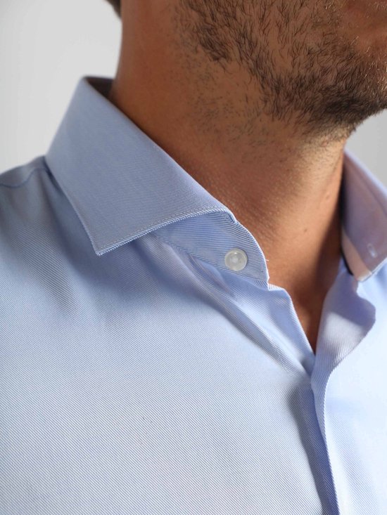 Suitable Overhemd Knitted Piqué Lichtblauw - Maat 40 - Heren - Casual Shirt