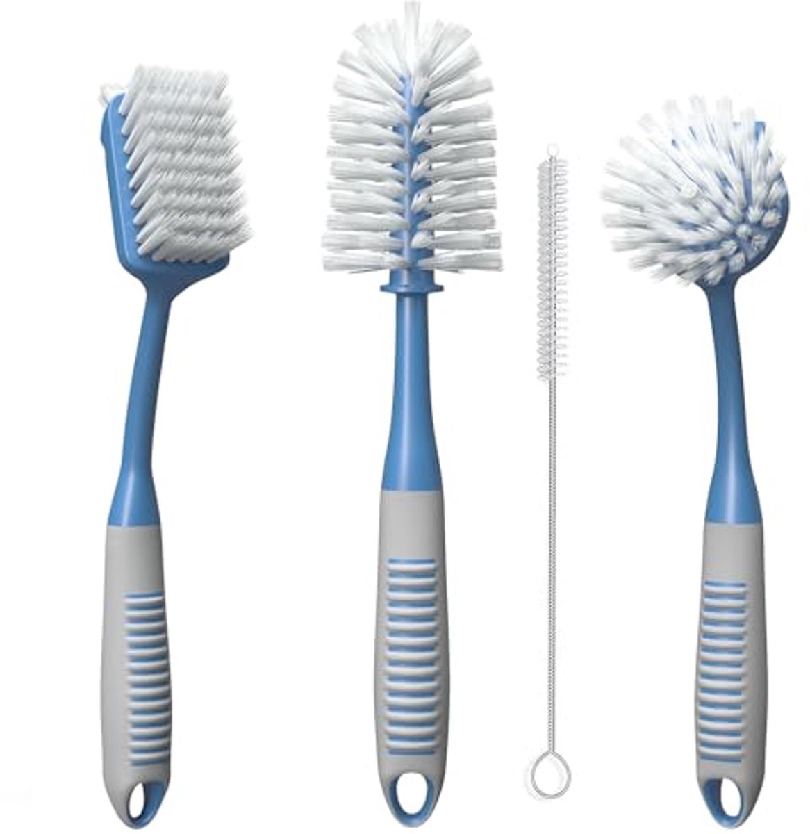 Set van 4 afwasborstels met ergonomische handgreep voor een schone afwas