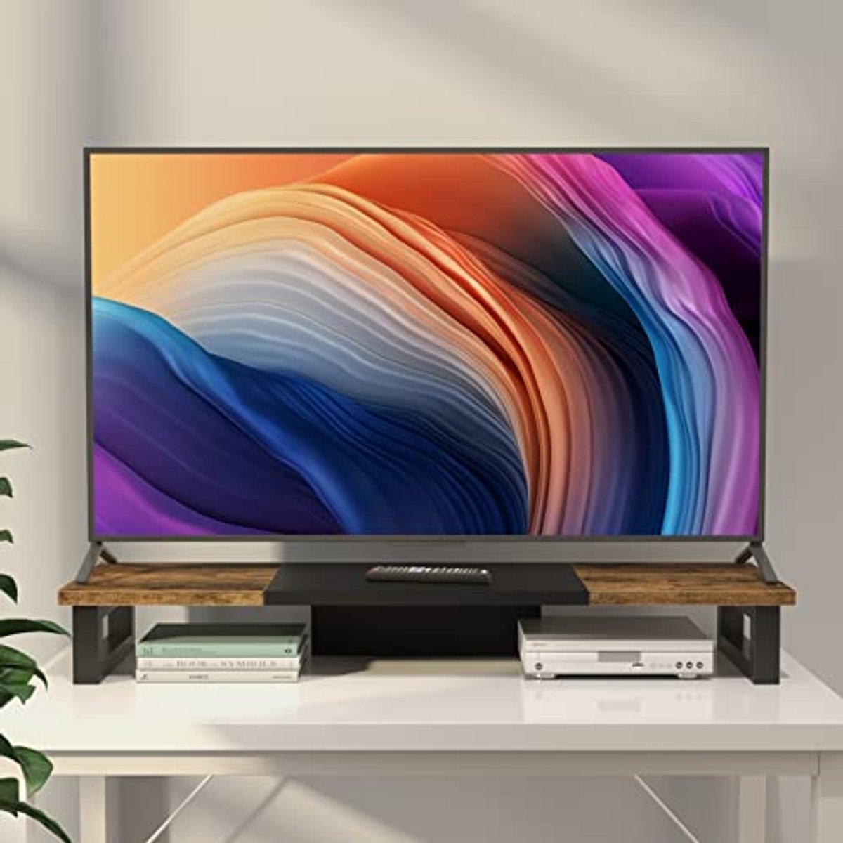 Dubbele Monitorstandaard - Multifunctionele Houten en Stalen Verhoger voor Desktop