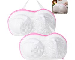 Beschermende Waszak Set - voor BH's en Delicaat Textiel - Voorkomt Beschadiging in de Wasmachine - Voor Vormbehoud - Wastas - Roze - 33 x 20cm - 2 Stuks
