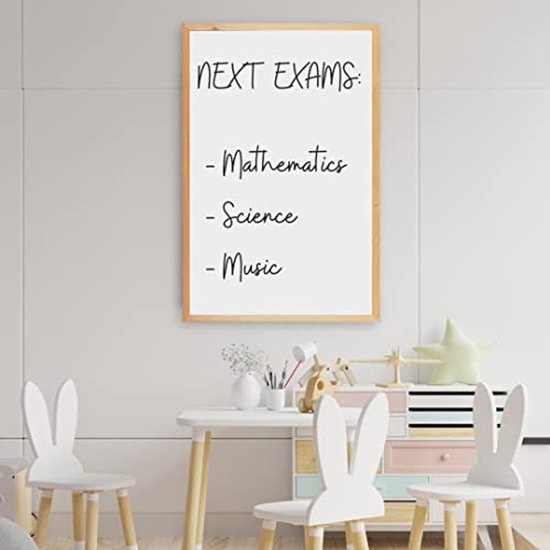 Zwart bord met frame van natuurlijk hout, robuust, ideaal voor school, restaurants, cafés, winkels, thuis en kantoor, 40 x 60 cm