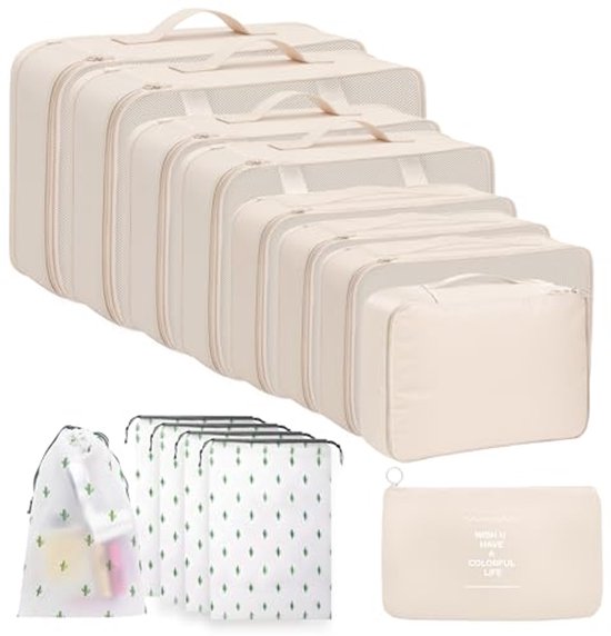 Set de Cubes d'emballage pour Voyages - 14 pièces, organisateurs de valise et gadgets de voyage