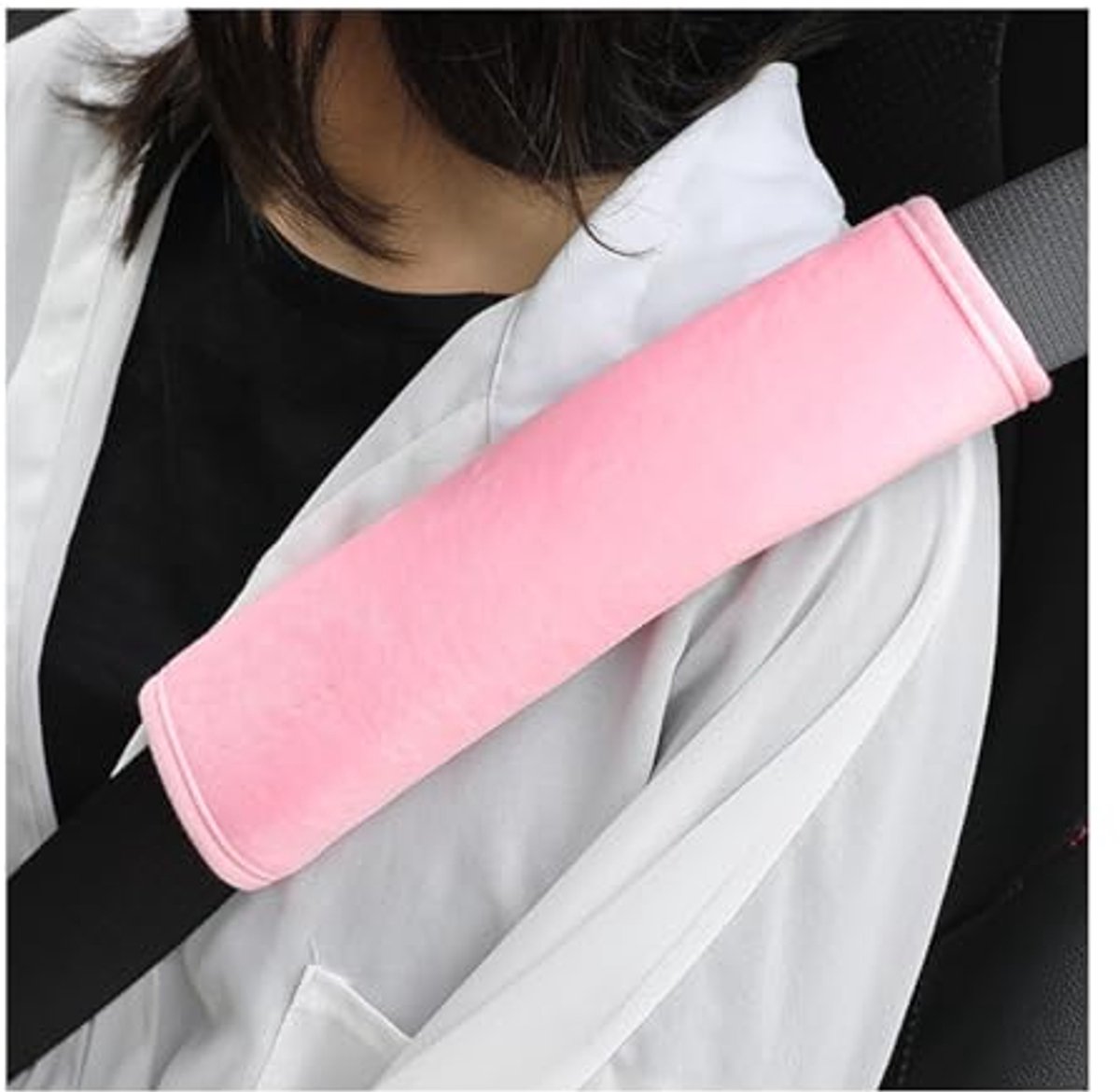 Image of 2 Stuks Duurzame Autogordelkussens voor Volwassenen en Kinderen - Schouderkussens in Roze