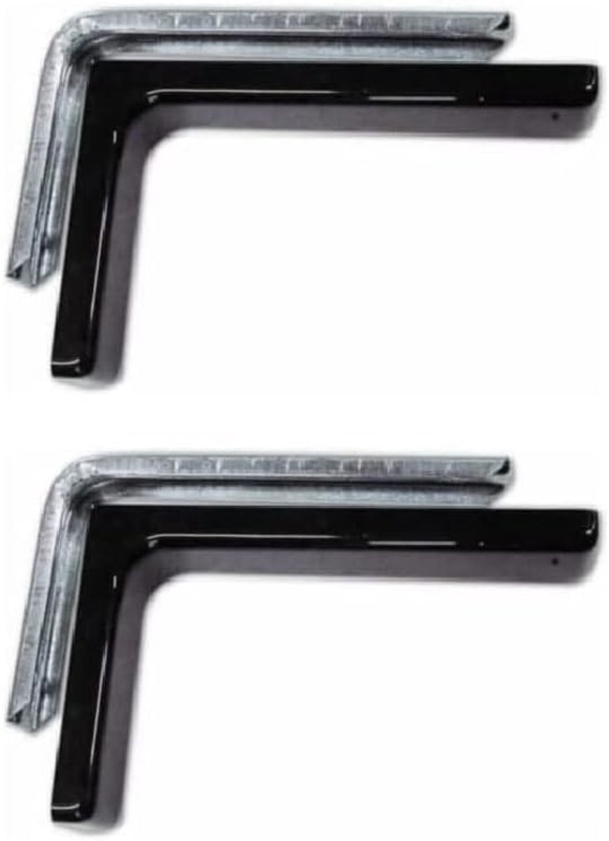 Hoekhouders voor Wandplanken – L-vormige Beugels met Montagemateriaal – 12 cm – Zwart