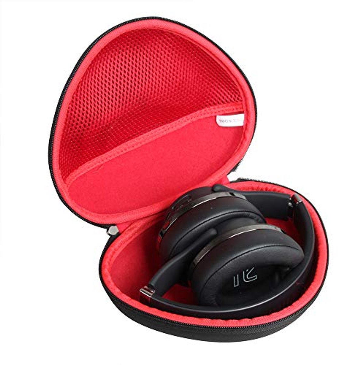 Hard Travel Case voor Bluetooth Hoofdtelefoon Over Ear - Zwart met Binnenrood