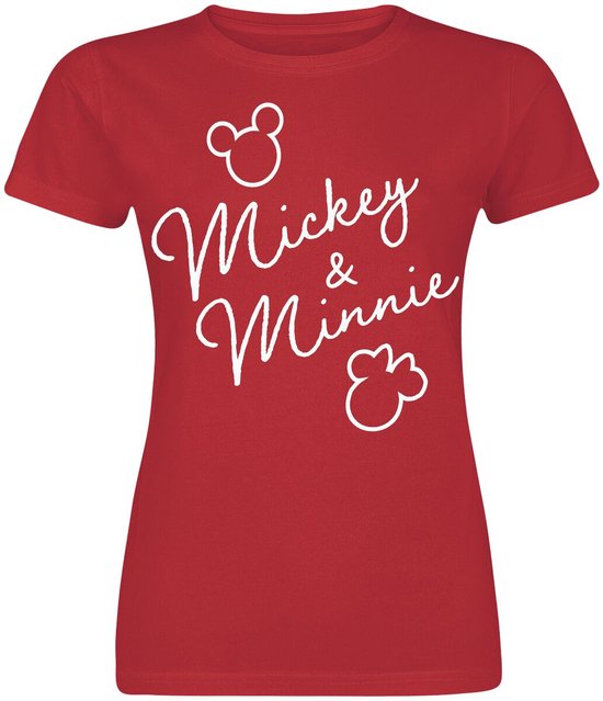 Mickey Mouse Mickey & Minnie Classic Signatures Dames T-shirt - rood - M