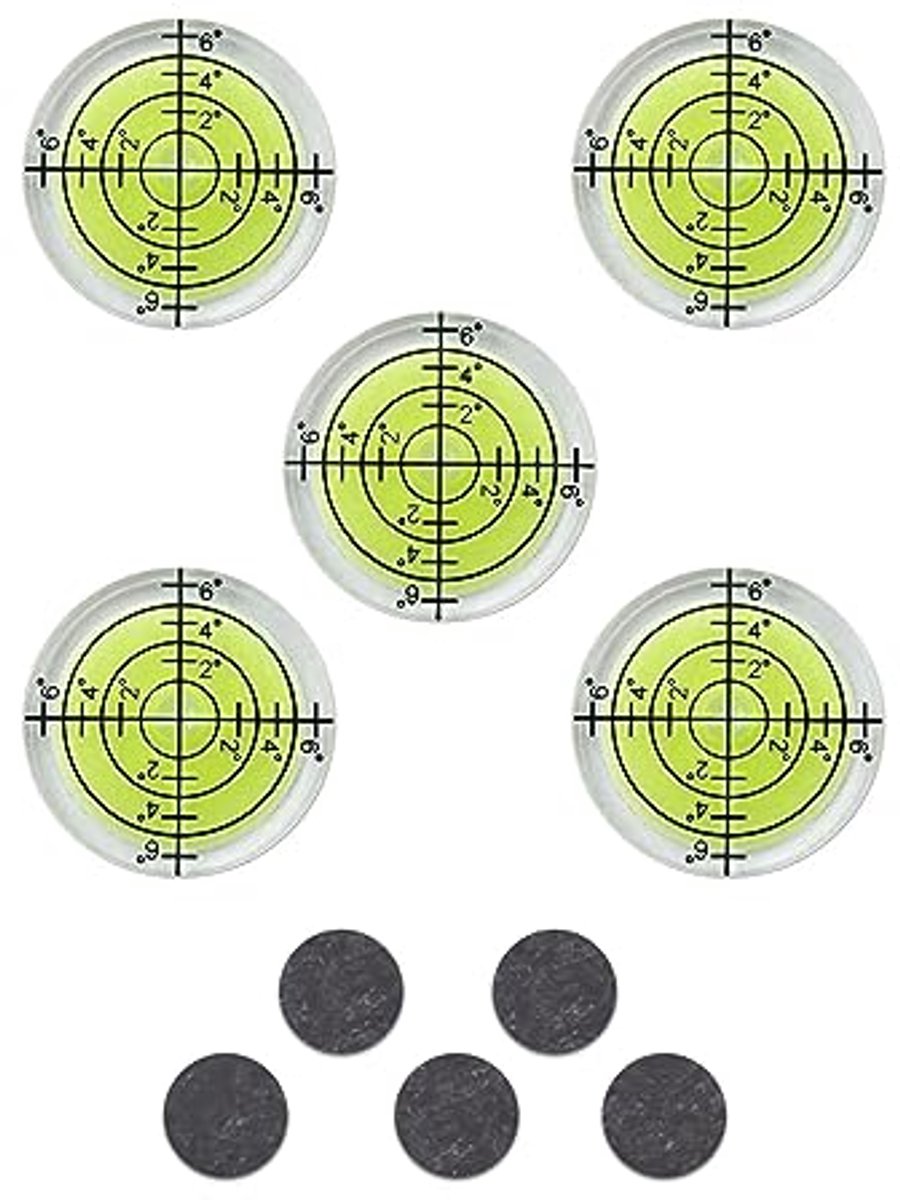 5 Stuks Precisie Waterpas Ø 32 mm met Zelfklevende Magneten voor Camping en Camper