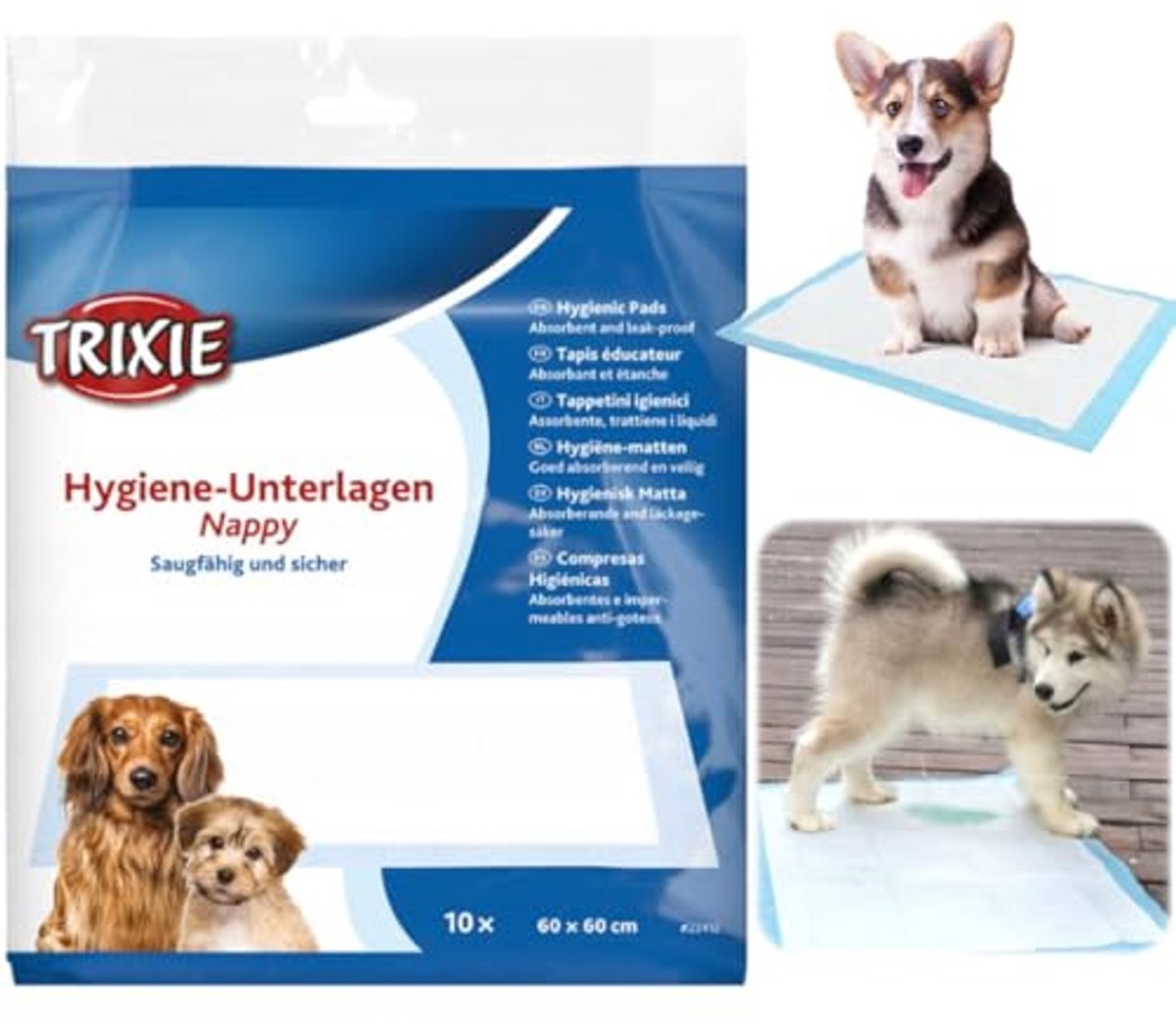Huistraining Puppy Onderlegger 60 × 60 cm, Pak van 10