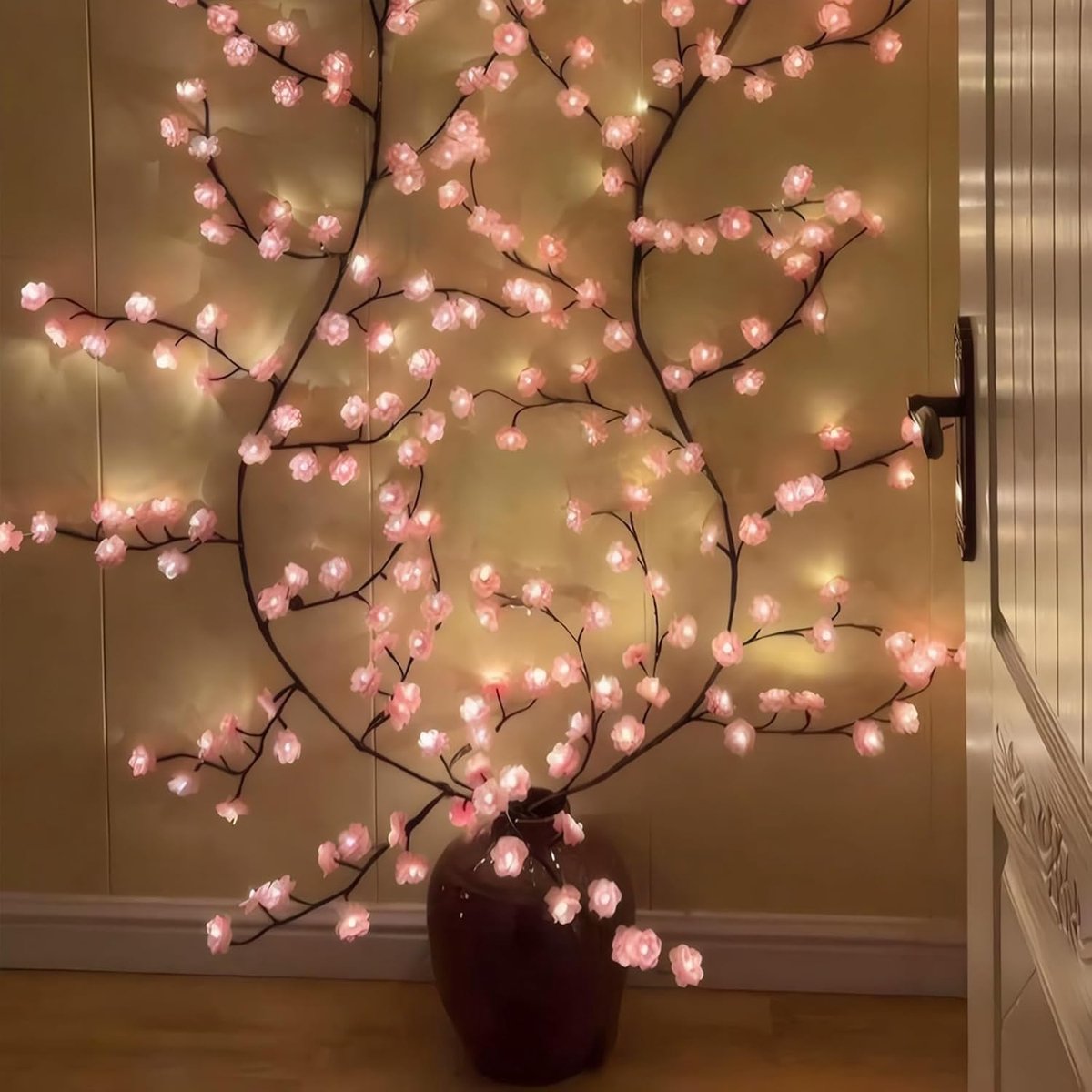 Lichtsnoer - Kersen LED-takverlichting voor muren - Decoratieve slinger van kersenbloesemwilgenranken - Wordt geleverd met 72 LED-lampjes en afstandsbediening - 8 verlichtingsstanden - Kerstdecoratie voor binnen voor muren, deuren en ramen - 1,6 m – foto 4
