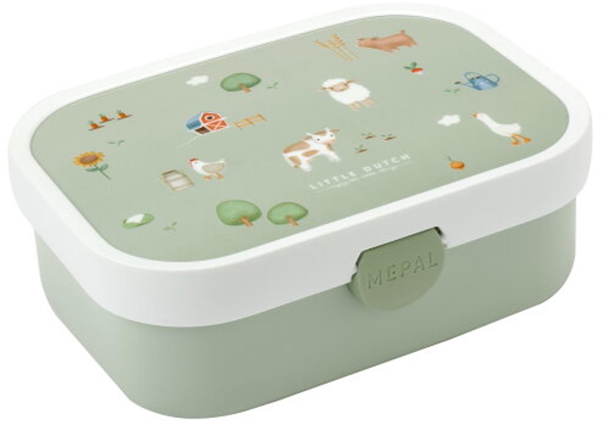 Mepal lunchbox Campus – Broodtrommel met vakjes voor kinderen – Geschikt voor 4 boterhammen – Little Farm